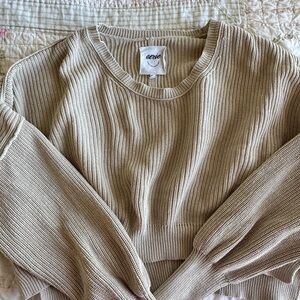 Aerie Cropped Cream Sweater